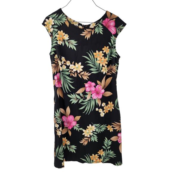 Kim Rogers Black Floral Cap Sleeve Dress Womens Size 10 - Picture 1 of 4